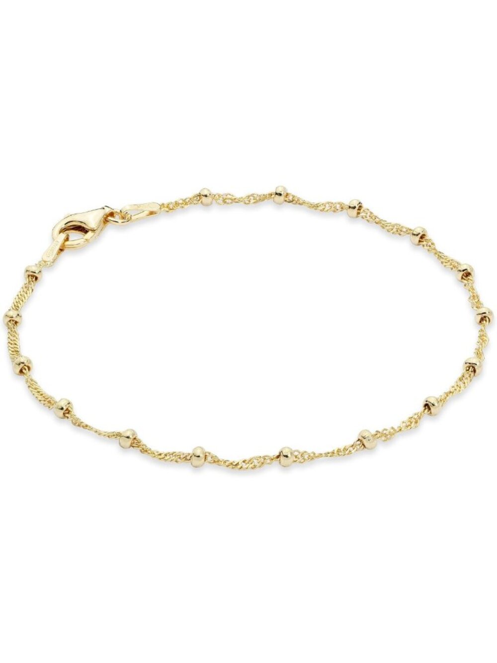 925 Sterling Silver & 18K Gold Plated Singapore Bead Bracelet for Women